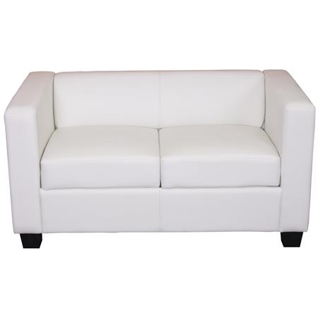 Sessel BASEL, Zweisitzer, elegantes Design, großer Komfort, Leder, Farbe Weiß