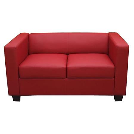 Sessel BASEL, Zweisitzer, elegantes Design, großer Komfort, Leder, Farbe Rot