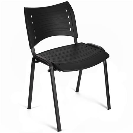 Besucherstuhl ELVA B, stapelbar und sehr praktisch, schwarze Stuhlbeine, Farbe Schwarz