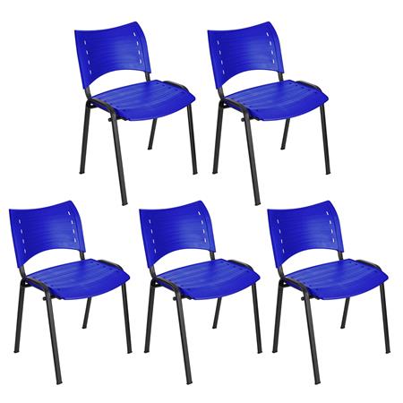 Im 5er-Set: Besucherstuhl ELVA B, stapelbar und sehr praktisch, schwarze Stuhlbeine, Farbe Blau