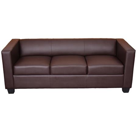 Sessel BASEL, Dreisitzer, elegantes Design, großer Komfort, Kunstleder, Farbe Kaffeebraun