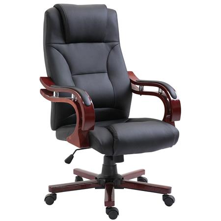 Chefsessel LIVERPOOL, dicke Polsterung und maximaler Komfort, einzigartiges Design in Holz, Lederbezug, Farbe Schwarz