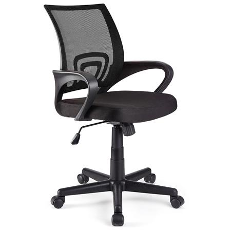 Schreibtischstuhl SEOUL, schönes Design, große gepolsterte Sitzfläche, Farbe Schwarz