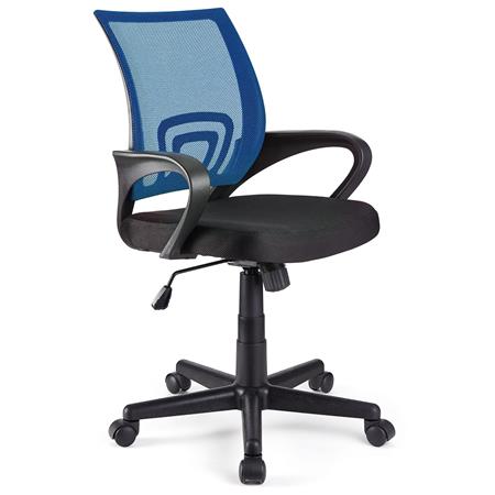 Schreibtischstuhl SEOUL, schönes Design, große gepolsterte Sitzfläche, Farbe Blau