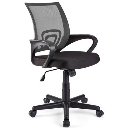 Schreibtischstuhl SEOUL, schönes Design, große gepolsterte Sitzfläche, Farbe Grau