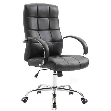 Chefsessel LISSABON, sehr hochwertig, Metallgestell, Lederbezug, Farbe Schwarz