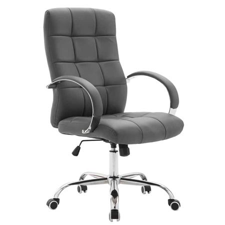 Chefsessel LISSABON, sehr hochwertig, Metallgestell, Lederbezug, Farbe Grau