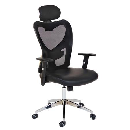 Ergonomischer Bürostuhl ZELIA, für die 8h-Nutzung, gepolsterte Lordosenstütze, Metallgestell, Farbe Schwarz