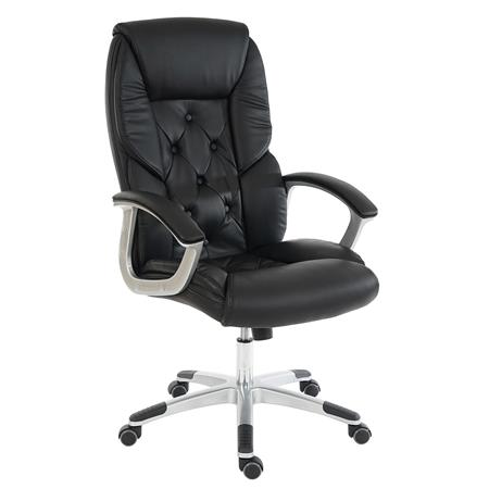 Chefsessel DIONE, elegantes Design, dicke Polsterung, belastbar bis zu 150 kg, Lederbezug, Farbe Schwarz