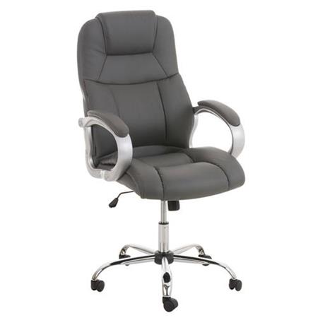 Chefsessel BOSTON LEDER, dicke Polsterung, bis 150 kg belastbar, Stahlgestell, Farbe Grau
