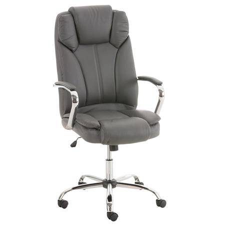 Chefsessel KANSAS, belastbar bis 150kg, hochwertige Qualität, aus Stahl und Leder hergestellt, Farbe Grau