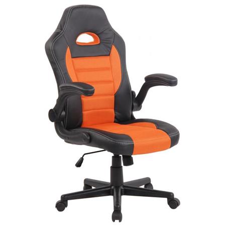 Gamingstuhl LOTUS, klappbare Armlehnen, Leder und atmungsaktiver Netzbezug, Farbe Orange