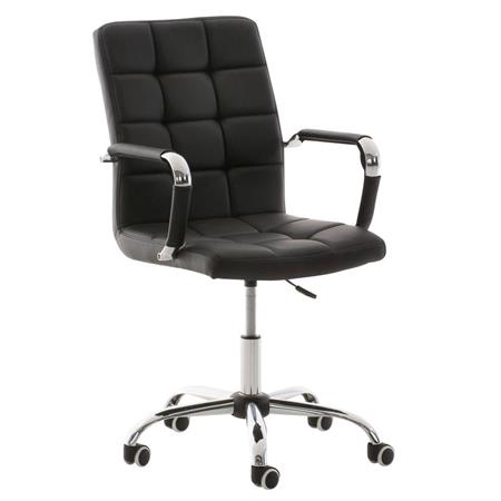 Drehstuhl BRISTOL LEDER, Fußkreuz und Armlehnen aus Metall, Farbe Schwarz