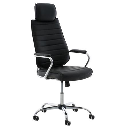 Chefsessel RENO, Metallgestell, hohe Rückenlehne, Lederbezug, Farbe Schwarz