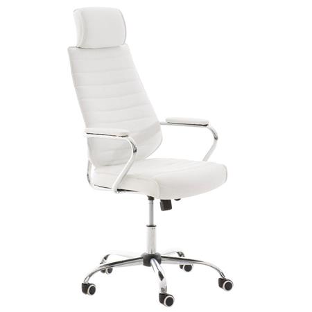 Chefsessel RENO, Metallgestell, hohe Rückenlehne, Lederbezug, Farbe Weiß