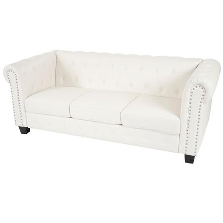 Bürosofa CHESTER, 3-Sitzer, klassisches und elegantes Design, Leder, quadratische Füße, Farbe  Weiß