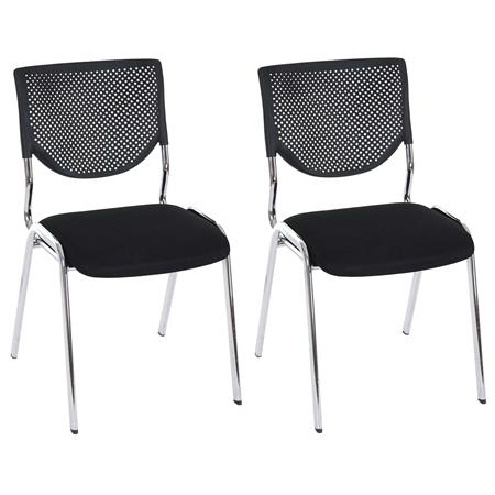 Im 2er-Set: Besucherstuhl NAPOLI, vielseitig und bequem, Metallgestell, verchromte Stuhlbeine, Farbe Schwarz