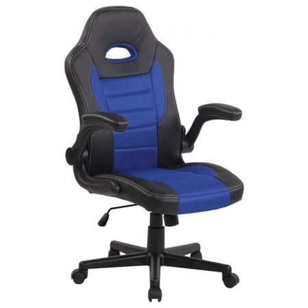 Gamingstuhl LOTUS, klappbare Armlehnen, Leder und atmungsaktiver Netzbezug, Farbe Blau