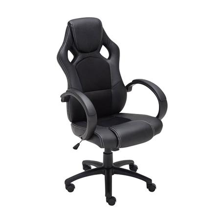 Gamingstuhl MONTMELO, spektakuläres sportliches Design, Leder- und Stoffbezug, Farbe Schwarz