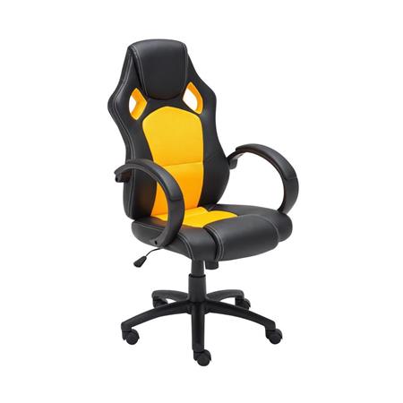 Gamingstuhl MONTMELO, spektakuläres sportliches Design, Leder- und Stoffbezug, Farbe Schwarz / Gelb