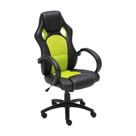 Gamingstuhl MONTMELO, spektakuläres sportliches Design, Leder- und Stoffbezug, Farbe Schwarz / Grün