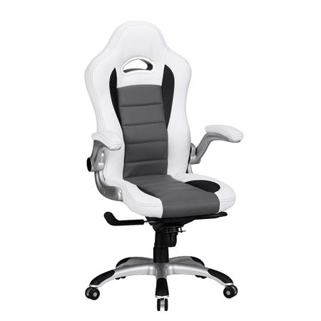 Bürostuhl NORIS, im schönen Gaming-Design, Lederbezug, für die professionelle 8h-Nutzung, Farbe Weiß