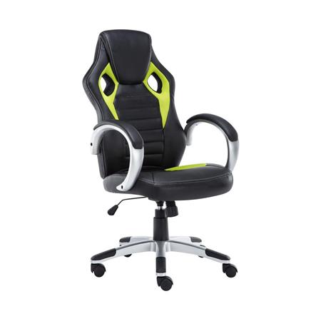 Gaming-Stuhl ASCARI PRO, sportliches Design, sehr bequem, Leder- und Stoffbezug, Farbe Schwarz / Grün