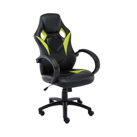 Gamingstuhl JARAMA, Komfort und sportliches Design, Leder- und Stoffbezug, Farbe Schwarz / Grün