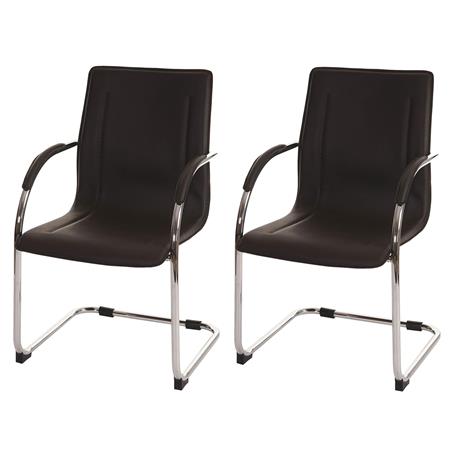 Im 2er-Set: Konferenzstuhl ZEUS, Metallgestell, exklusives Design, Lederbezug, Farbe Dunkelbraun