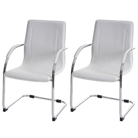 Im 2er-Set: Konferenzstuhl ZEUS, Metallgestell, exklusives Design, Lederbezug, Farbe Weiß