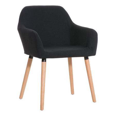 Besucherstuhl NEBEL, dicke Polsterung, Stoffbezug, Gestell und Stuhlbeine aus Holz, Farbe Schwarz