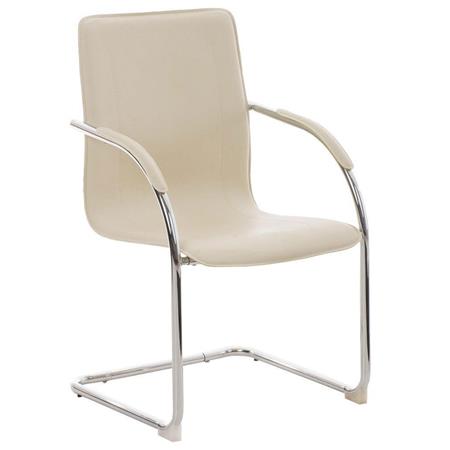 Besucherstuhl FLAP, Metallgestell, elegantes und modernes Design, Lederbezug, Farbe Beige
