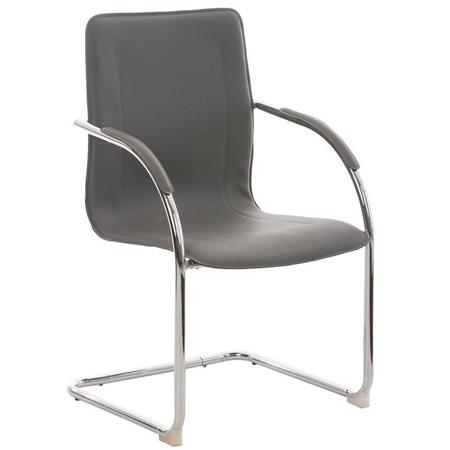 Besucherstuhl FLAP, Metallgestell, elegantes und modernes Design, Lederbezug, Farbe Grau