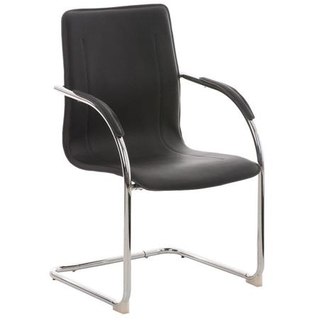 Besucherstuhl FLAP, Metallgestell, elegantes und modernes Design, Lederbezug, Farbe Schwarz