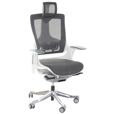 Ergonomischer Bürostuhl NIL, vielseitig verstellbar, hohe Qualität, für die 8h-Nutzung, Farbe Weiß / Grau