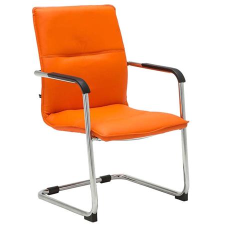 Besucherstuhl GOLIATH LEDER, Metallgestell, dicke Polsterung und elegantes Design, Farbe Orange