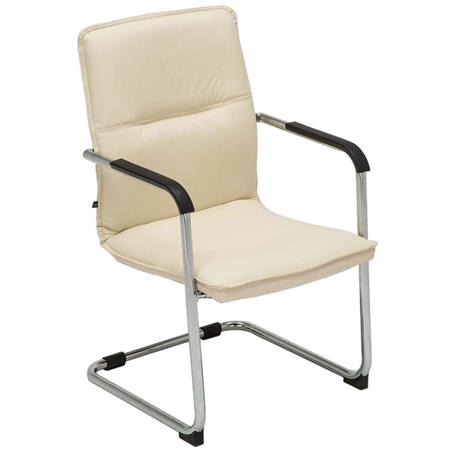 Besucherstuhl GOLIATH LEDER, Metallgestell, dicke Polsterung und elegantes Design, Farbe Beige
