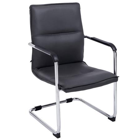 Besucherstuhl GOLIATH LEDER, Metallgestell, dicke Polsterung und elegantes Design, Farbe Schwarz