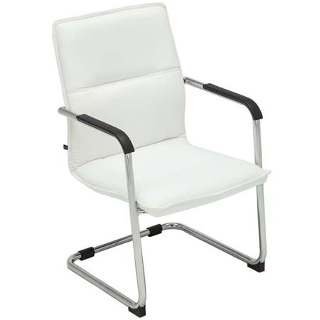 Besucherstuhl GOLIATH LEDER, Metallgestell, dicke Polsterung und elegantes Design, Farbe Weiß