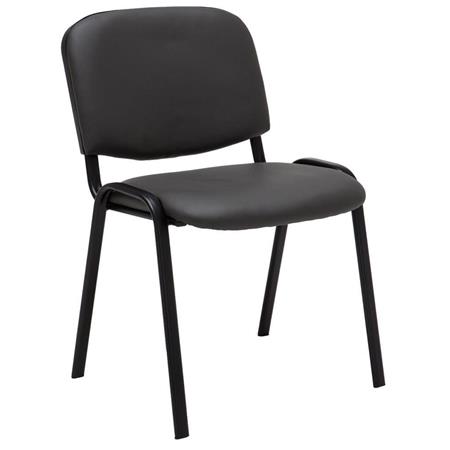 Konferenzstuhl MOBY BASE LEDER, bequem und praktisch, schwarzes Gestell, Farbe Grau