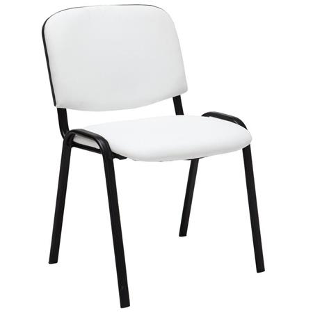 Konferenzstuhl MOBY BASE LEDER, bequem und praktisch, schwarzes Gestell, Farbe Weiß