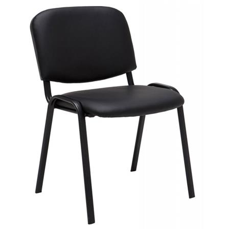 Konferenzstuhl MOBY BASE LEDER, bequem und praktisch, schwarzes Gestell, Farbe Schwarz