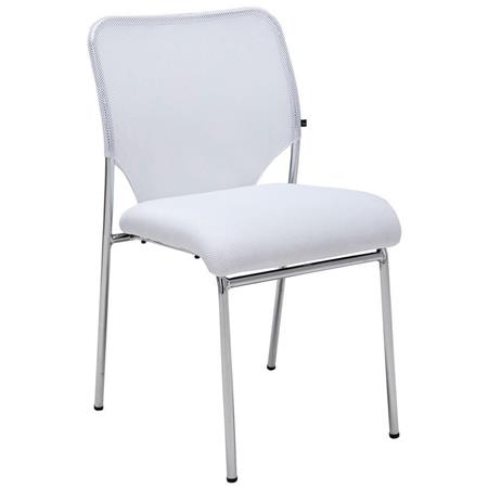 Besucherstuhl JAMAIKA OHNE ARMLEHNEN, robust und sehr bequem, atmungsaktiver Netzstoff, Farbe Weiß