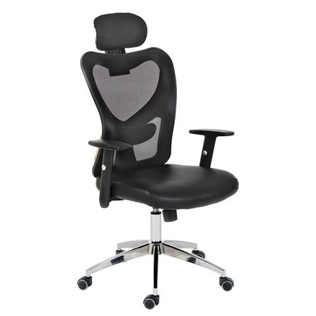 Ergonomischer Bürostuhl ZELIA, für die 8h-Nutzung, gepolsterte Lordosenstütze, Metallgestell, Farbe Grau