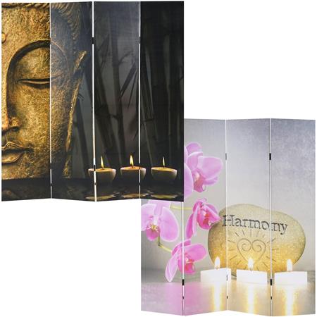 Bürowandschirm VINTAGE BUDDHA, 180x200x2,5cm, mit Holzrahmen