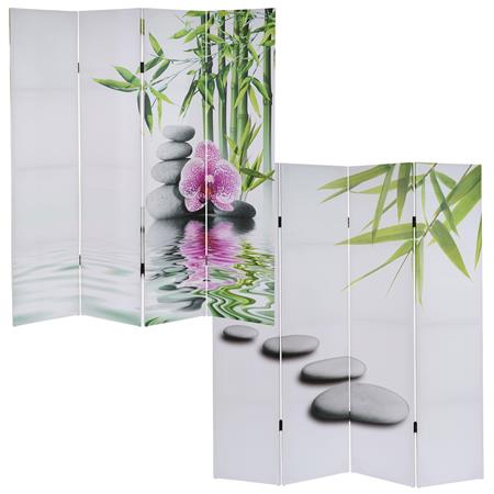 Bürowandschirm VINTAGE ZEN, 4-teilig, 180x160x2,5cm, mit Holzrahmen