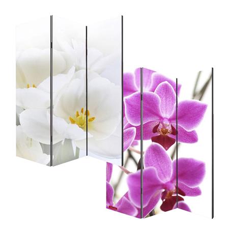Bürowandschirm VINTAGE ORCHIDEE, 4-teilig, 180x160x2,5cm, mit Holzrahmen