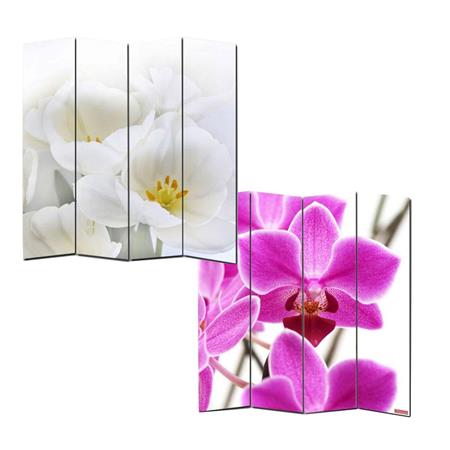 Bürowandschirm VINTAGE ORCHIDEE, 4-teilig, 180x160x2,5cm, Holzstruktur