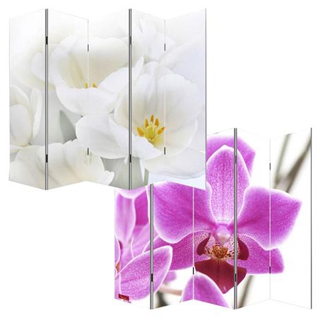 Bürowandschirm VINTAGE ORCHIDEE 5-teilig, 180x200x2,5cm, mit Holzrahmen