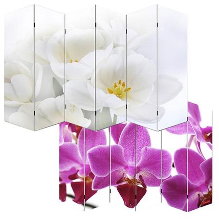 Bürowandschirm VINTAGE ORCHIDEE 6- teilig, 180x240x2,5cm, mit Holzrahmen